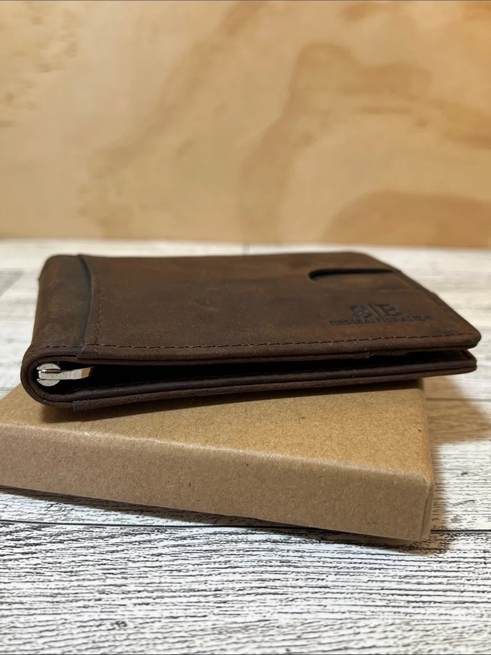 NWT Serman Brands 1.S RFID Blocking Full Grain Slim Texas Brown Wallet